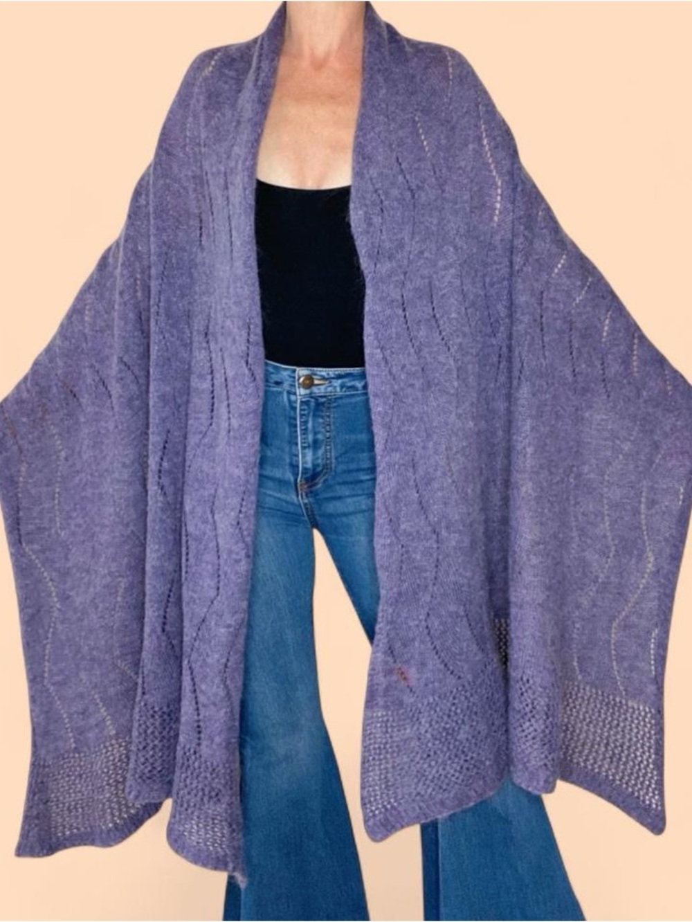 Vintage Nardi & Tagilaferri Purple Wool Large Scarf Shawl